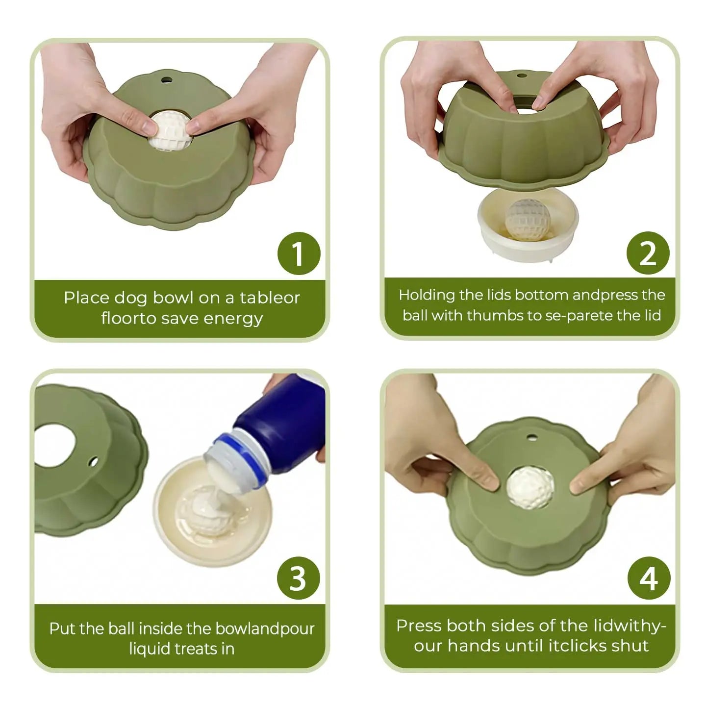 BOMUU Multi Purpose Dog Bowl,Dog Liquid Slow Feeder,Lick Bowl with Ball ,Oral Hygiene & Tongue Cleaning,No Mess Liquid Treat Enrichment Bowl for Dogs