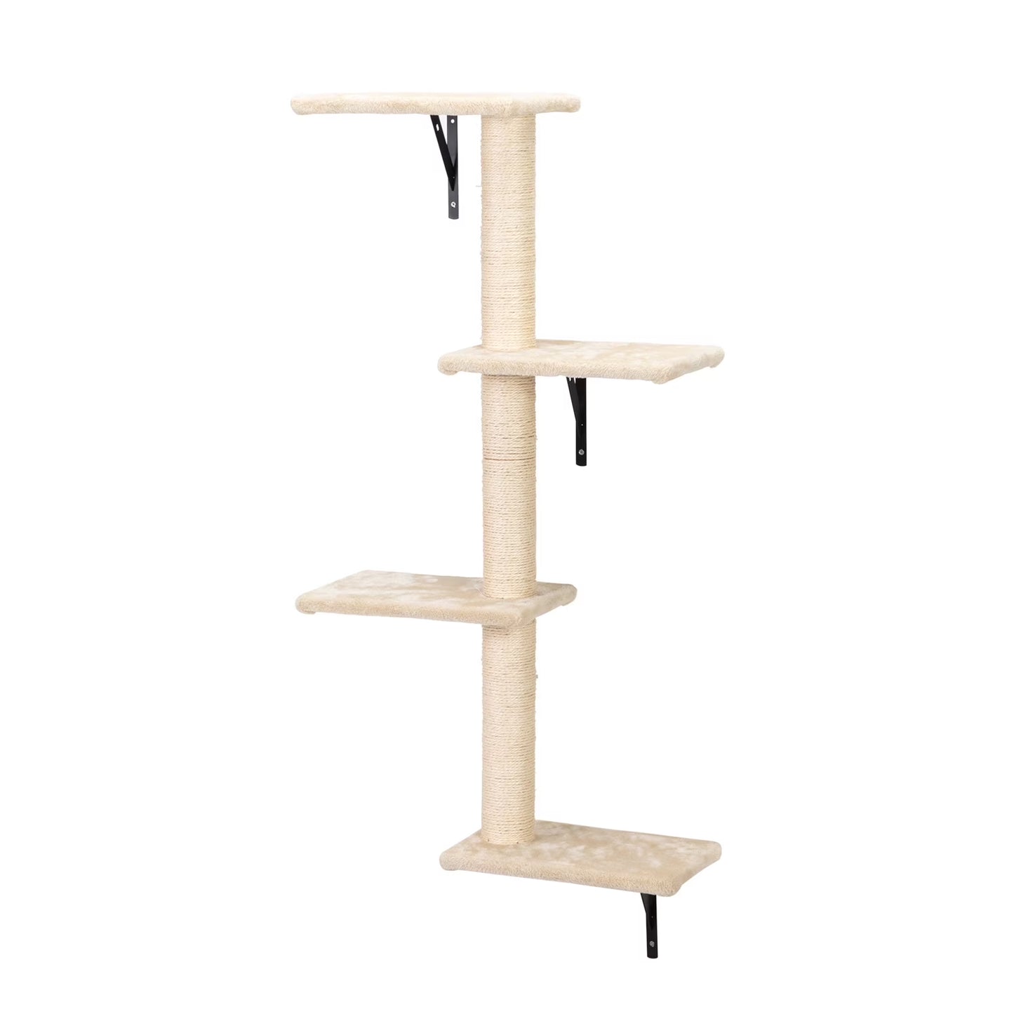 Cat Wall Shelves and Perches Set, Cat Tower for Adult Cats Mounted Cat Tree House for Indoor Cats Modern Furniture for Cat Sleeping Playing Lounging Climbing Cat Tree for Large, Beige