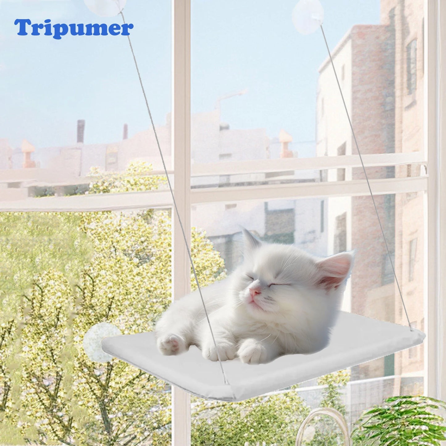 Window Cat Hammock Cat Window Sill Perch Cat Bed Pet Cat Window Sill Stand Suction Cup Hanging Cat Litter Box-Grey