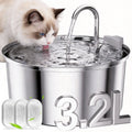 108Oz/3.2L Stainless Steel Cat Water Fountain with 3 Filters, Dishwasher Safe Automatic Pet Fountain for Dogs & Cats, Ultra-Quiet Pet Water Fountain for Multi-Pet Homes, Cat Fountains Indoor