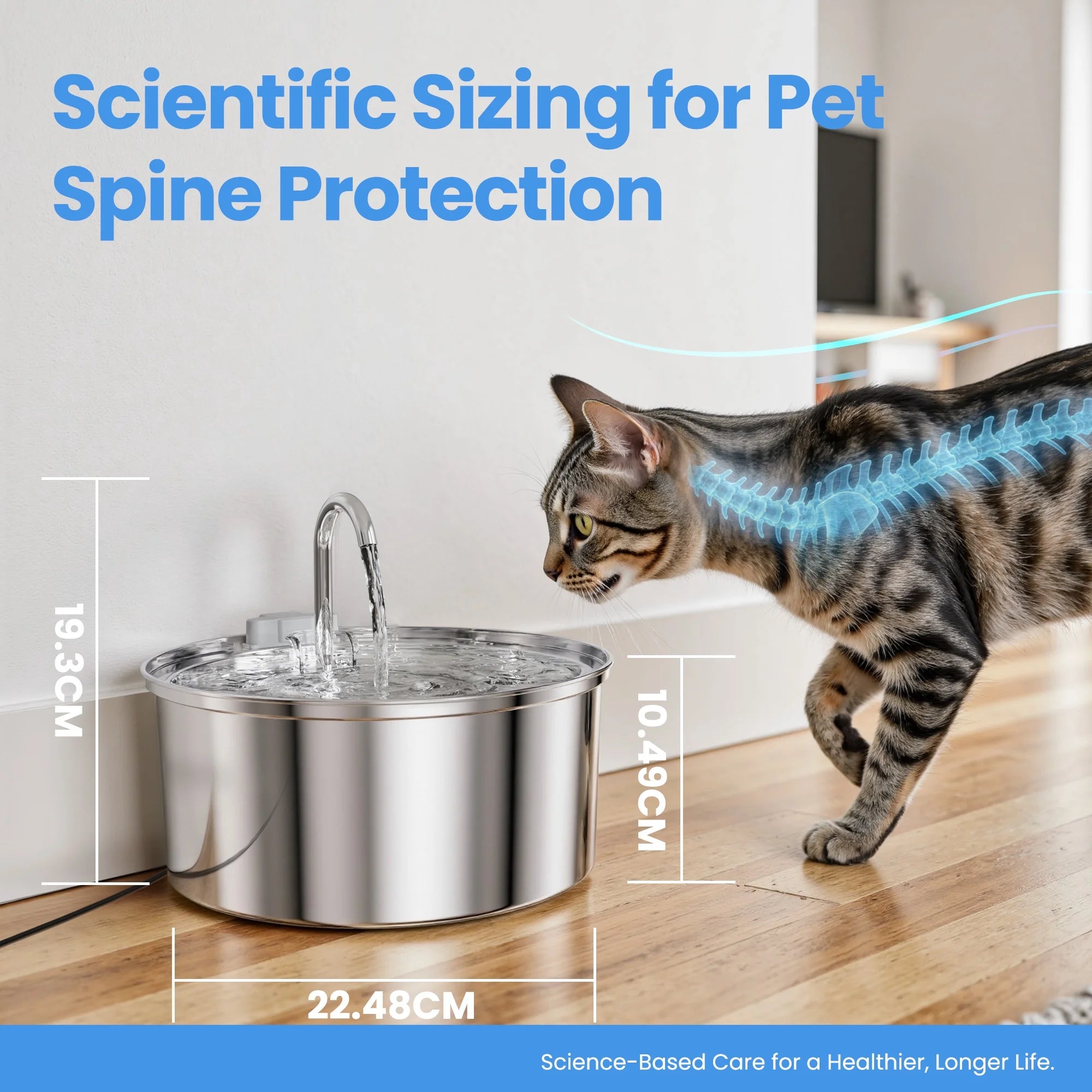 108Oz/3.2L Stainless Steel Cat Water Fountain with 3 Filters, Dishwasher Safe Automatic Pet Fountain for Dogs & Cats, Ultra-Quiet Pet Water Fountain for Multi-Pet Homes, Cat Fountains Indoor