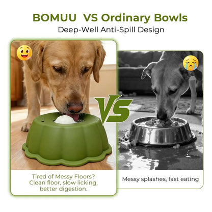 BOMUU Multi Purpose Dog Bowl,Dog Liquid Slow Feeder,Lick Bowl with Ball ,Oral Hygiene & Tongue Cleaning,No Mess Liquid Treat Enrichment Bowl for Dogs