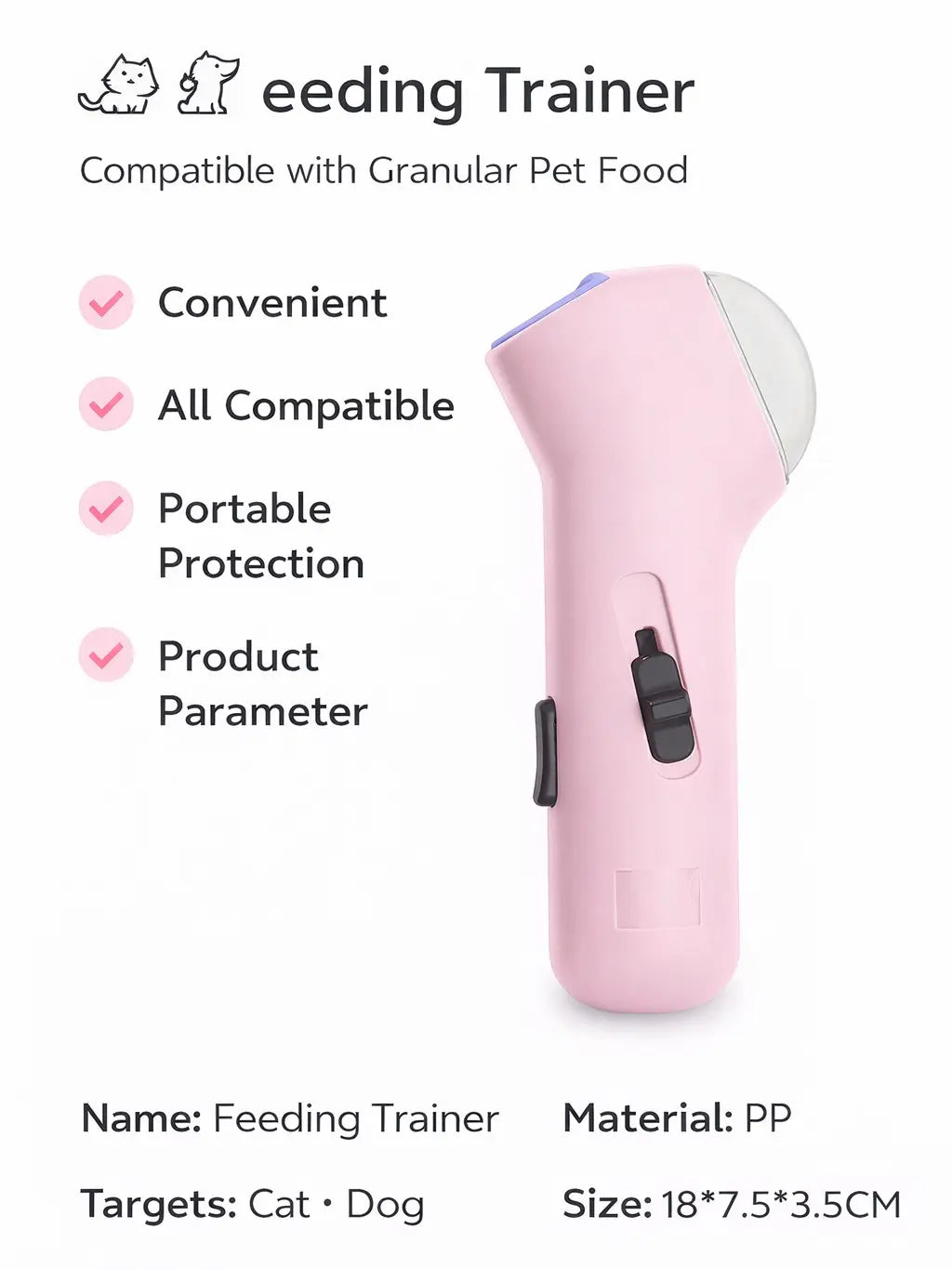 Portable Interactive Pet Treat Launcher - Handheld Press-To-Launch Snack Shooter Toy for Dogs & Adult Cats, Fun Training, Enrichment Playtime, Cat Snack Accessory,Summervibes