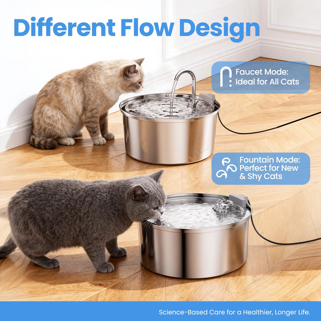 108Oz/3.2L Stainless Steel Cat Water Fountain with 3 Filters, Dishwasher Safe Automatic Pet Fountain for Dogs & Cats, Ultra-Quiet Pet Water Fountain for Multi-Pet Homes, Cat Fountains Indoor