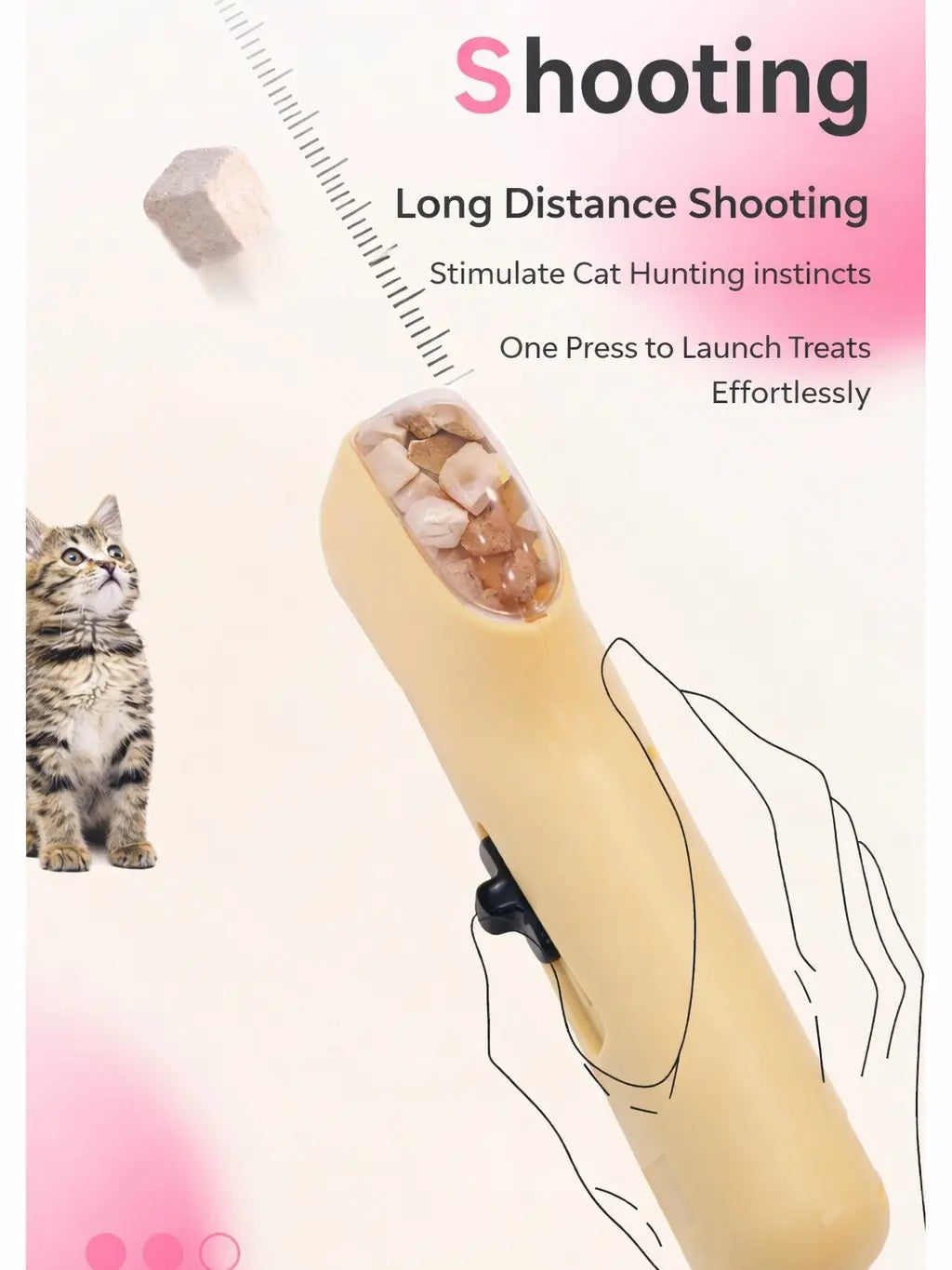 Portable Interactive Pet Treat Launcher - Handheld Press-To-Launch Snack Shooter Toy for Dogs & Adult Cats, Fun Training, Enrichment Playtime, Cat Snack Accessory,Summervibes