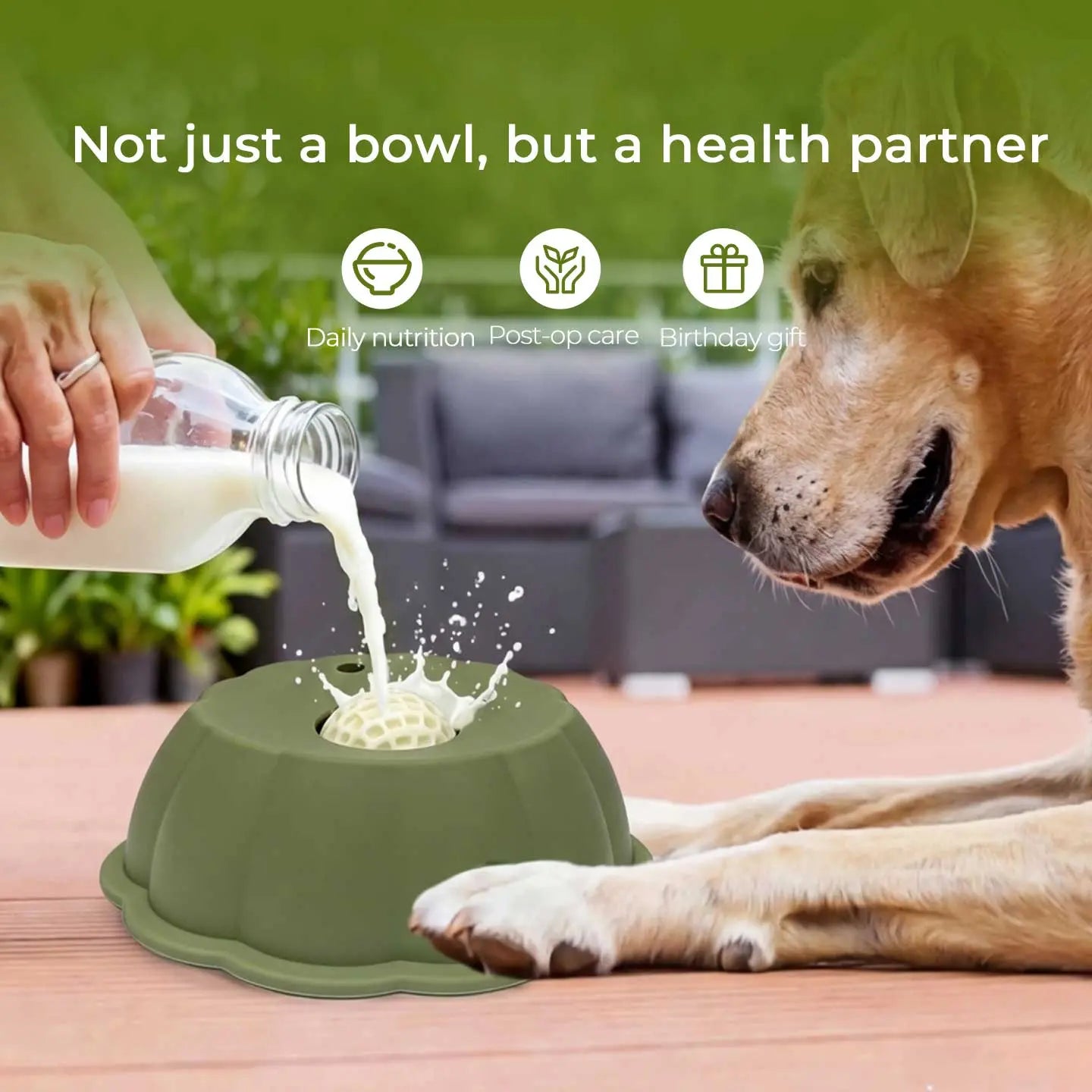 BOMUU Multi Purpose Dog Bowl,Dog Liquid Slow Feeder,Lick Bowl with Ball ,Oral Hygiene & Tongue Cleaning,No Mess Liquid Treat Enrichment Bowl for Dogs