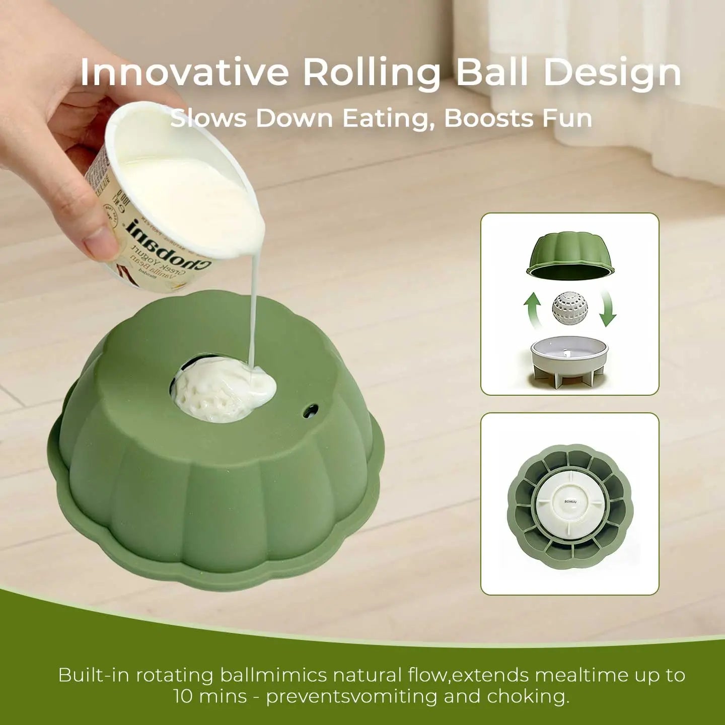 BOMUU Multi Purpose Dog Bowl,Dog Liquid Slow Feeder,Lick Bowl with Ball ,Oral Hygiene & Tongue Cleaning,No Mess Liquid Treat Enrichment Bowl for Dogs