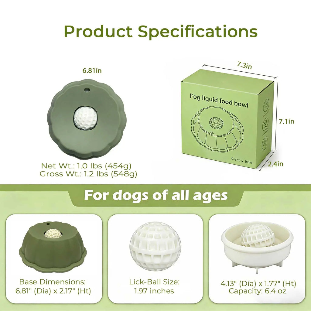 BOMUU Multi Purpose Dog Bowl,Dog Liquid Slow Feeder,Lick Bowl with Ball ,Oral Hygiene & Tongue Cleaning,No Mess Liquid Treat Enrichment Bowl for Dogs