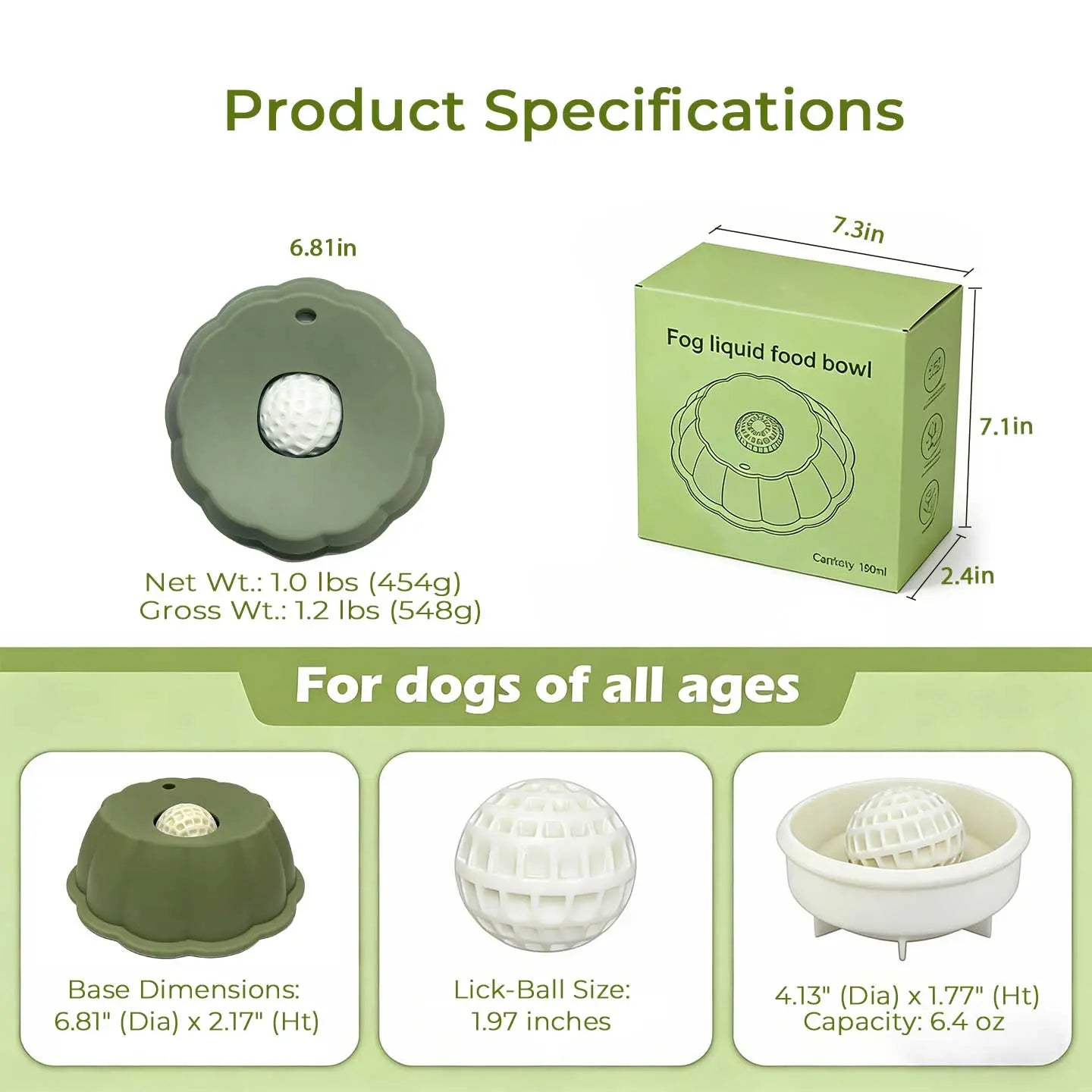 BOMUU Multi Purpose Dog Bowl,Dog Liquid Slow Feeder,Lick Bowl with Ball ,Oral Hygiene & Tongue Cleaning,No Mess Liquid Treat Enrichment Bowl for Dogs