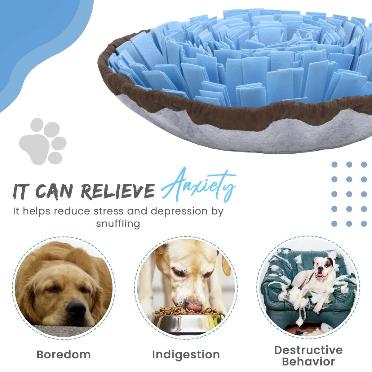 Adjustable Snuffle Mat for Dogs, with Suction Cup, Dog Enrichment Toys with Pet Training Clicker to Encourage Dogs Foraging Skills and Slow Eating