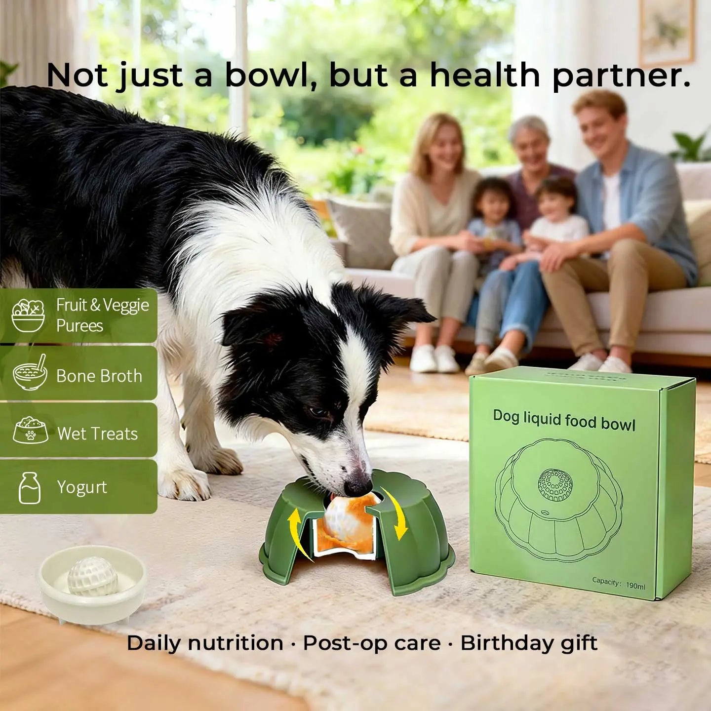 BOMUU Multi Purpose Dog Bowl,Dog Liquid Slow Feeder,Lick Bowl with Ball ,Oral Hygiene & Tongue Cleaning,No Mess Liquid Treat Enrichment Bowl for Dogs